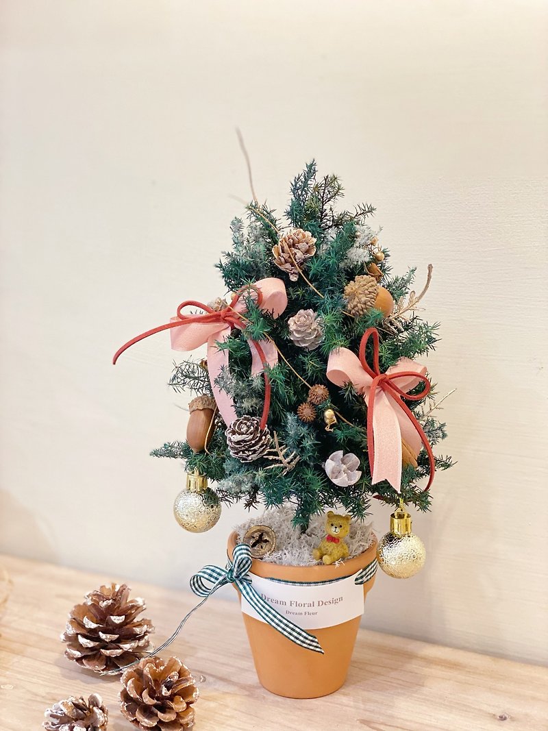 永遠の杉の氷と雪 ピンク X mas クリスマスツリー テーブル デコレーション - ドライフラワー・ブーケ - 寄せ植え・花 