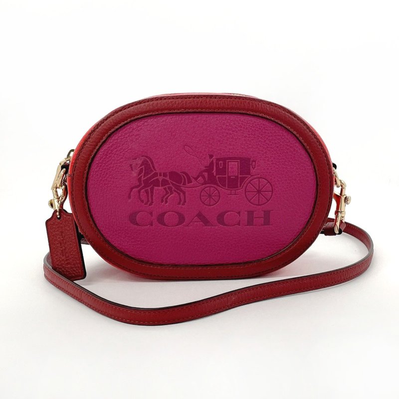 【日本直送 中古美品】コーチ COACH ショルダーバッグ クラッチバッグ C5777 レザー ピンク ブラウン オレンジ 馬車モチーフ レディース - 側背包/斜背包 - 真皮 粉紅色