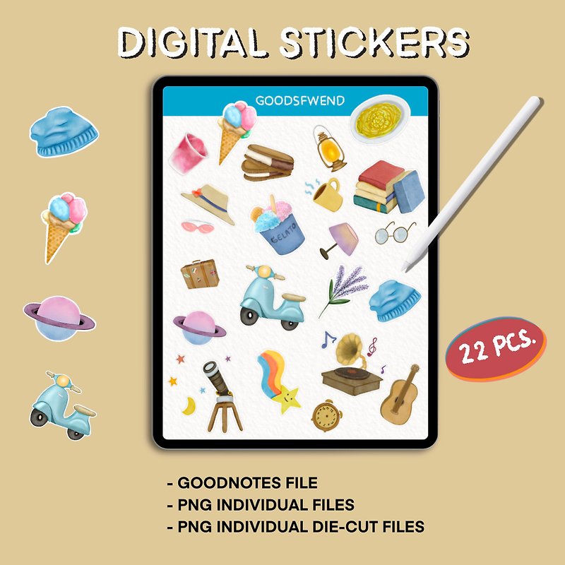 Digital Download Stickers | Luca's Vacation | Goodnotes & Notability, ect. - 貼紙 - 其他材質 