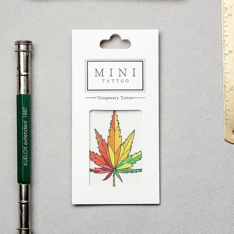 Tattoo Sticker - Leaf 420 - สติ๊กเกอร์แทททู - กระดาษ สีเขียว