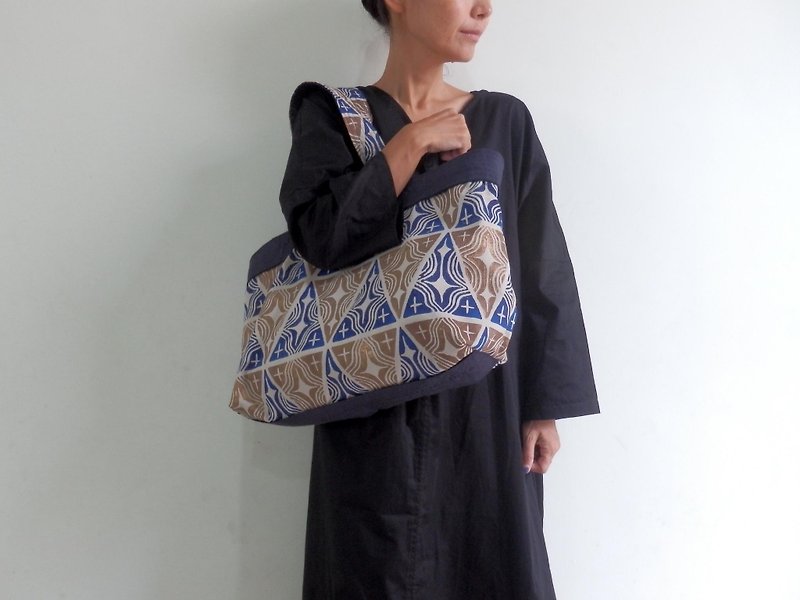 【Order Production】 Tote bag made from handle / Blue - Handbags & Totes - Cotton & Hemp 