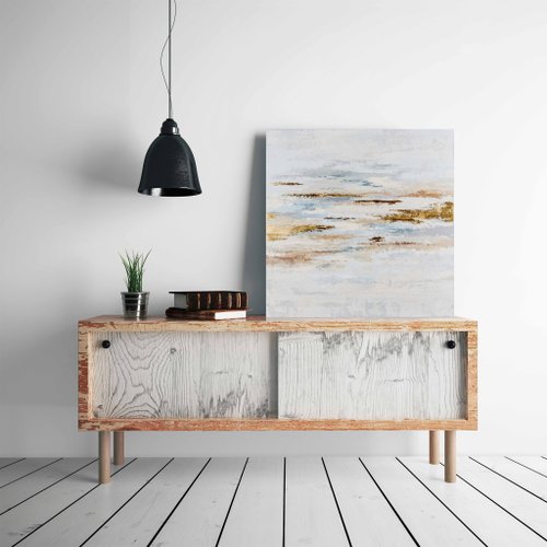 Matis White Gold Painting | White Gold Abstract | White Gold Art | Wall Art | Motion
