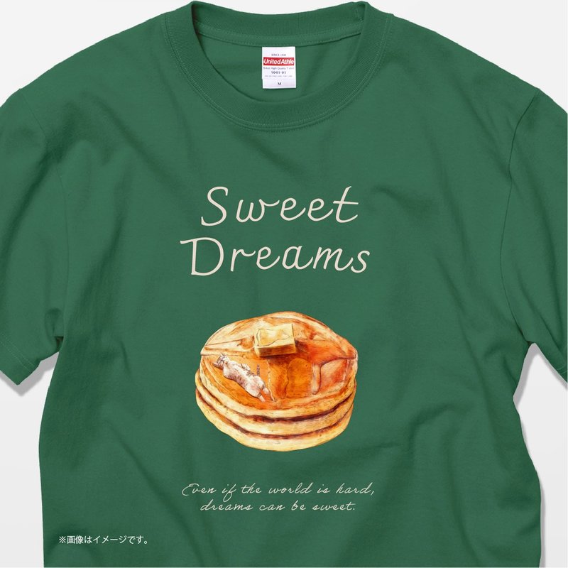 SWEET DREAMS _ Cat & Pancakes /コットンTシャツ - 女 T 恤 - 棉．麻 白色