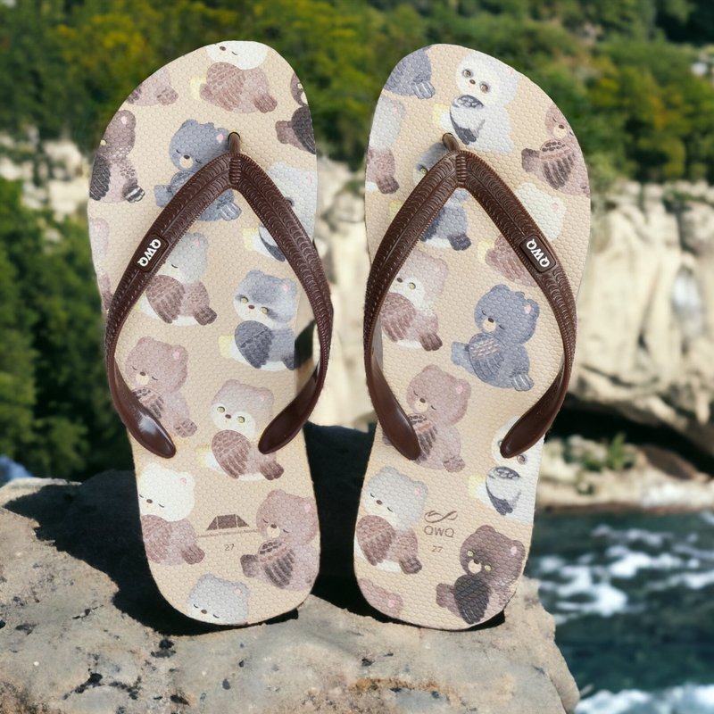 Men's flip-flops Jiwen Archaeological anti-slip waterproof flip-flops Eagle Bear - รองเท้าแตะ - ยาง หลากหลายสี