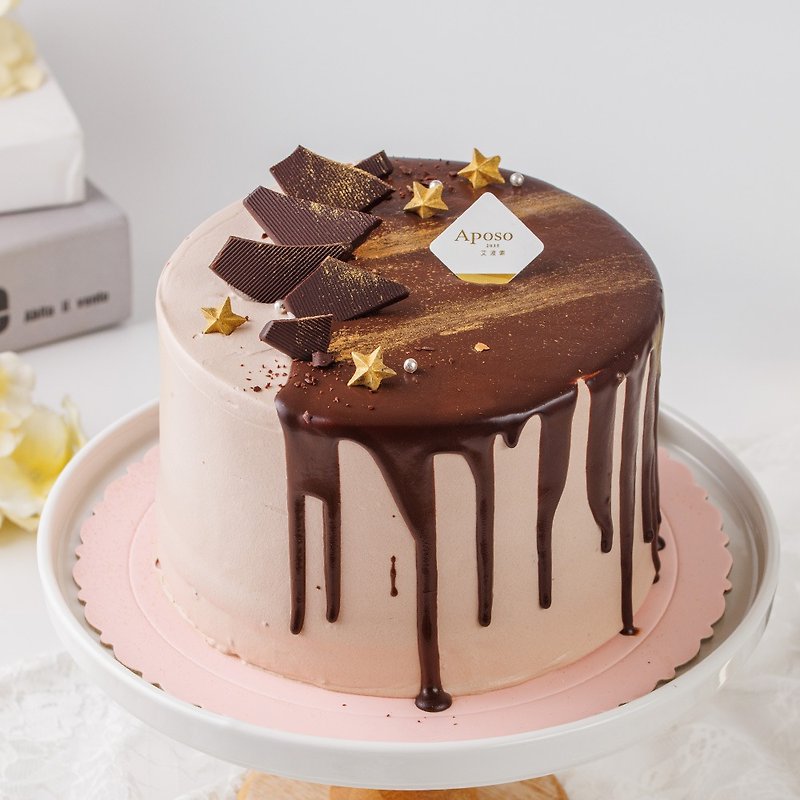 Ai Bo Suo [Aurora Alcoholic Dark Chocolate 6 inches] Mother's Day cake recommendation - เค้กและของหวาน - อาหารสด สีนำ้ตาล