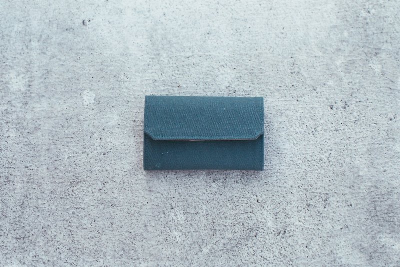 最後一個!!!軍藍-厚帆布 可水洗紙 零錢包 卡片夾- - 散紙包 - 棉．麻 藍色
