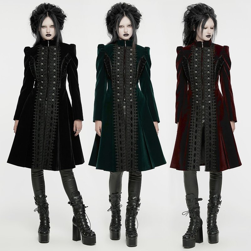 Gothic North Asian Magician Gorgeous Symmetrical Jacket-Green/Red/Black - ชุดราตรี - วัสดุอื่นๆ สีเขียว