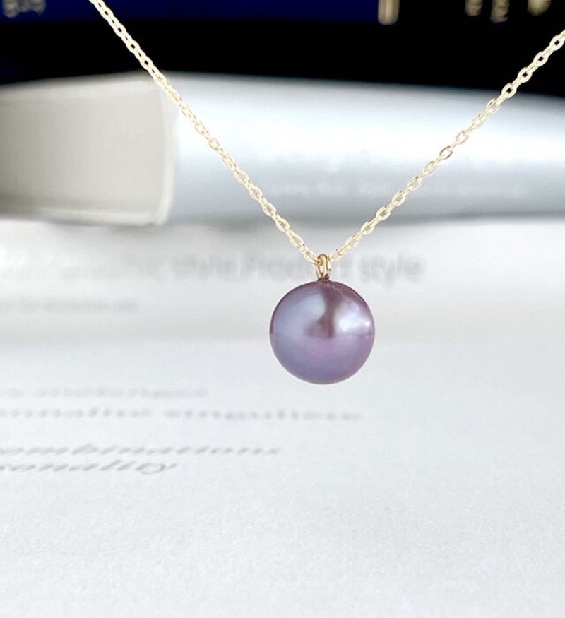 Edison Pearl Freshwater Pearl Semi-Round Grape Color Pendant Necklace 10.7mm - สร้อยคอ - ไข่มุก สีม่วง