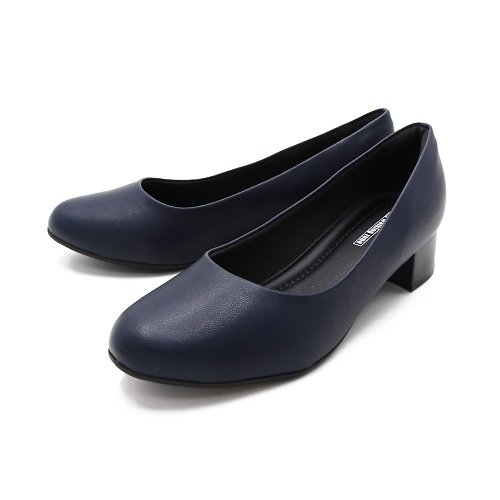 米蘭皮鞋Milano WALKING ZONE SUPER WOMAN系列 圓頭素面低跟上班鞋 女鞋 - 藍