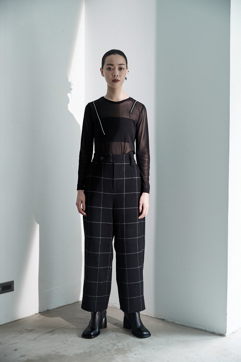 腰帶縮口褲 - 中性長褲/短褲 - 其他材質 黑色