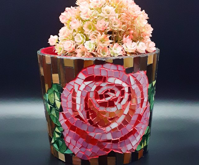 花瓶の花　天然石と貝殻によるモザイクアート 格安販売の 花瓶の花天然石と貝殻によるモザイクアート 絵画 - 絵画