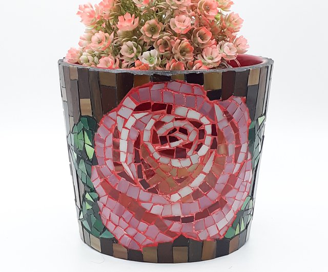 花瓶の花　天然石と貝殻によるモザイクアート 格安販売の 花瓶の花天然石と貝殻によるモザイクアート 絵画 - 絵画