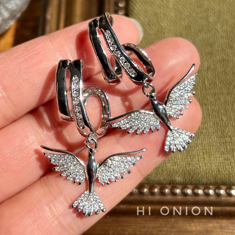 Hi Onion原創雌鷹原創小眾個性設計高級感耳掛耳夾耳環耳釘耳骨夾 - 耳環/耳夾/耳骨夾 - 其他材質 