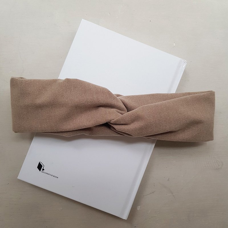 濃厚煎茶 磨毛 交叉鬆緊髮帶 髮飾 - 髮箍/髮帶 - 棉．麻 綠色