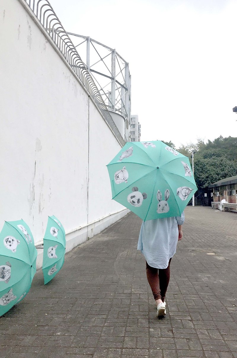 專屬訂單 - adc 派對動物 手動 三折傘 雨傘 雜動物 - 雨傘/雨衣 - 防水材質 綠色
