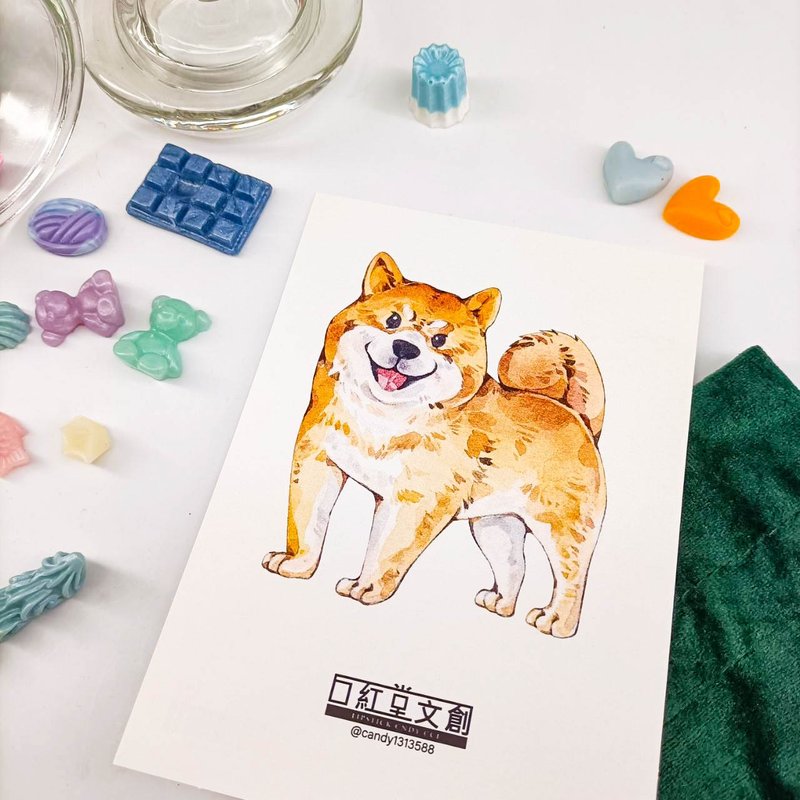 KR474_口紅堂明信片_柴犬5_candy1313588 postcard - 卡片/明信片 - 紙 多色