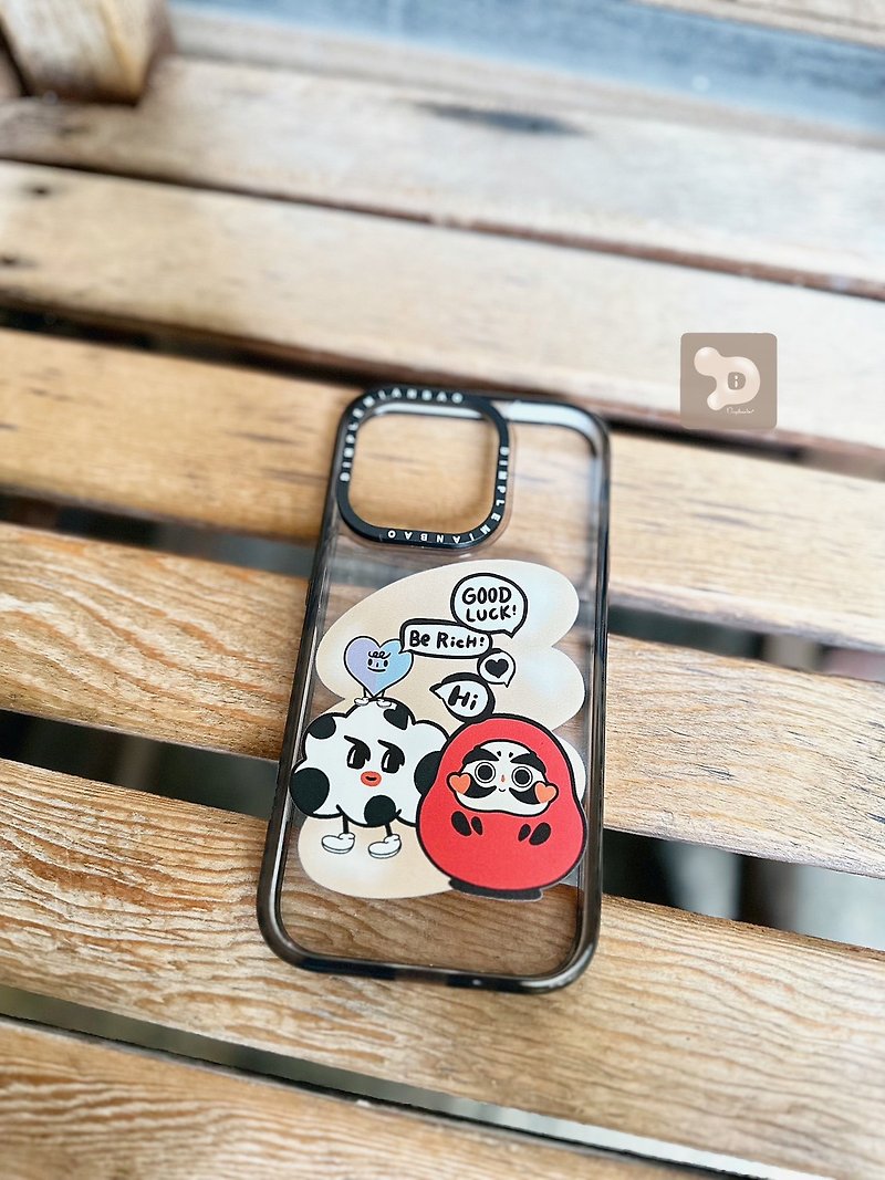 Damo God of Fortune mobile phone case God of Fortune and good friends with red lips - Phone Cases - Other Materials Khaki