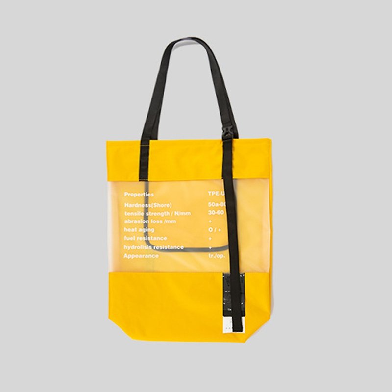 Transparent stitching design tote bag:: foggy yellow:: - กระเป๋าแมสเซนเจอร์ - วัสดุอื่นๆ สีเหลือง