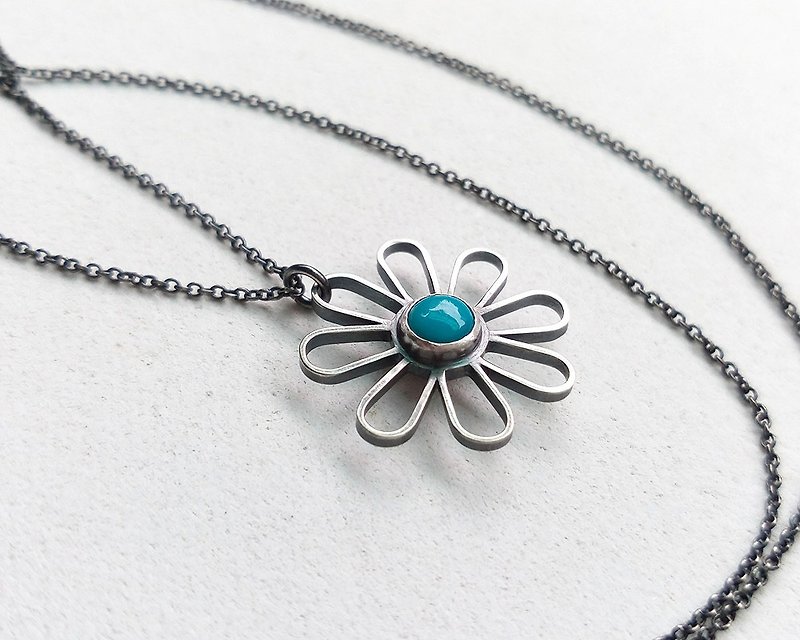 Wait for a flower to open 925 sterling silver clavicle necklace / Ag No. 073 - Necklaces - Sterling Silver Gray