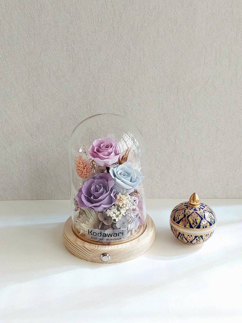 永生花玻璃罩.花盅小夜燈 祝賀花禮 生日.教師節.畢業.卡扣式 - 乾燥花/永生花 - 植物．花 