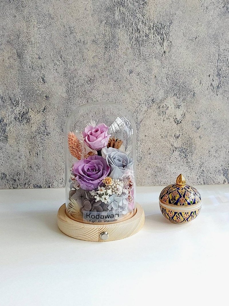 永生花玻璃罩.花盅小夜燈 祝賀花禮 生日.聖誕節.升遷.卡扣式 - 乾燥花/永生花 - 植物．花 