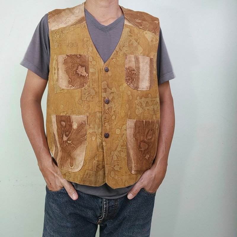 Banana sap Waistcoat (A03) - Men's Tank Tops & Vests - Cotton & Hemp Brown