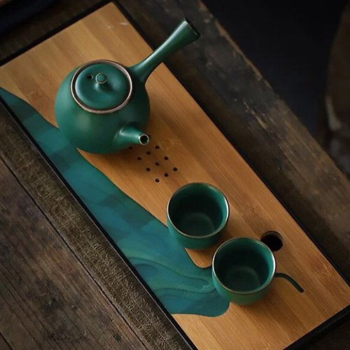 品藏尚岩粗陶墨綠茶藝日式茶具組- 設計館哎喔生活雜良茶壺/茶杯/茶具