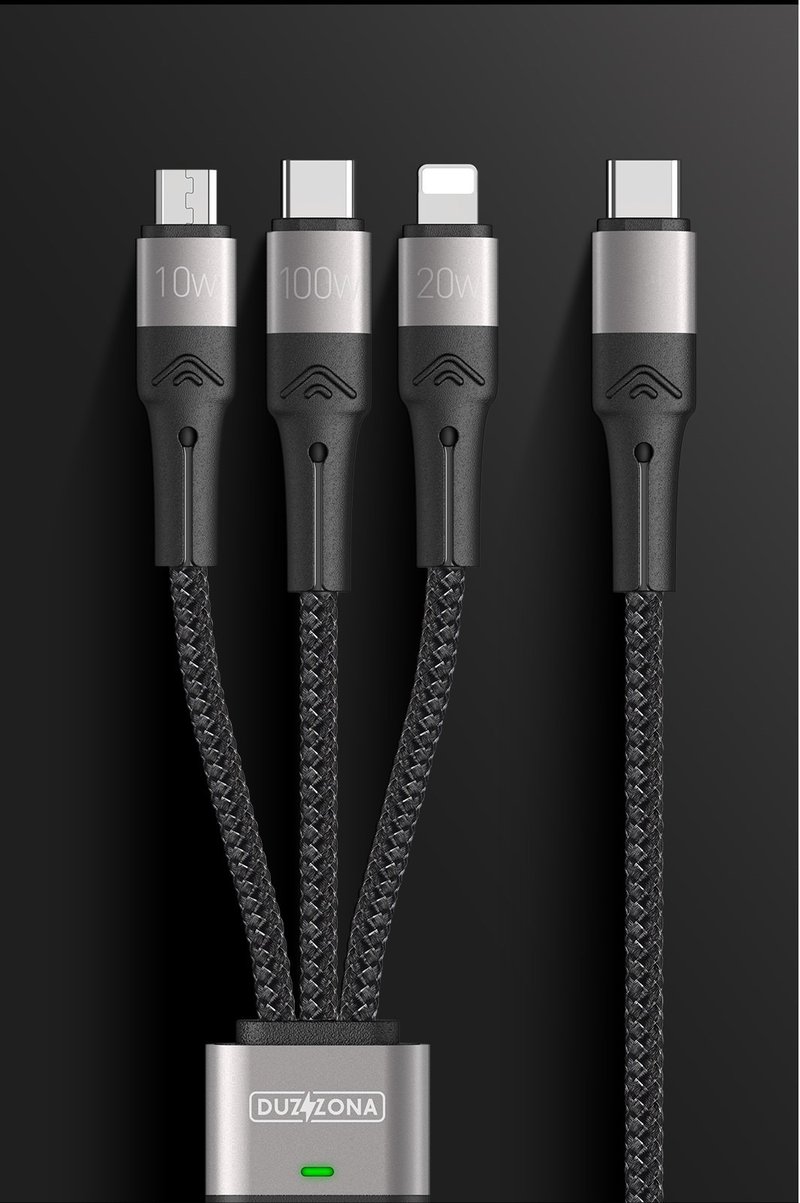 Duc Ducis 3 in 1 Type C PD charging cable - 手機配件 - 聚酯纖維 黑色