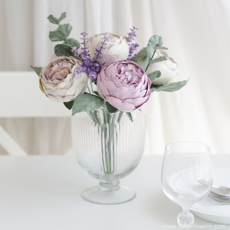 A BUNCH OF LIGHT PURPLE PEONY - Flower Bunch for Decoration - 擺飾/家飾品 - 紙 紫色