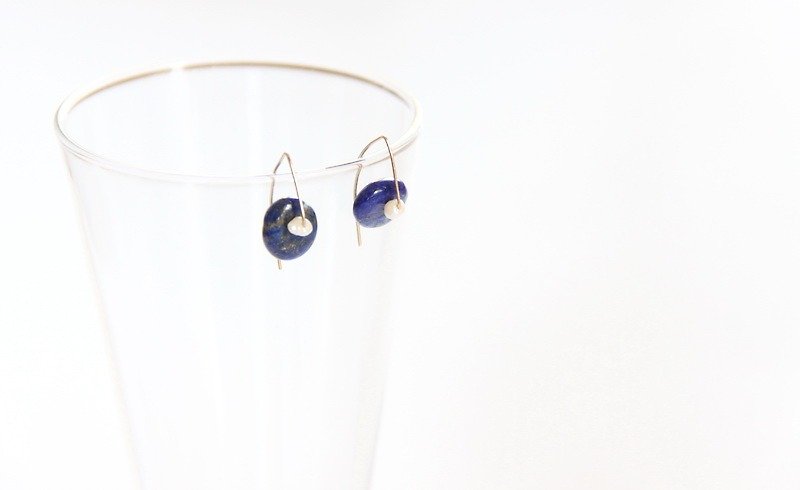 青金石耳環 / Lapis Lazuli earring - 耳環/耳夾 - 寶石 藍色