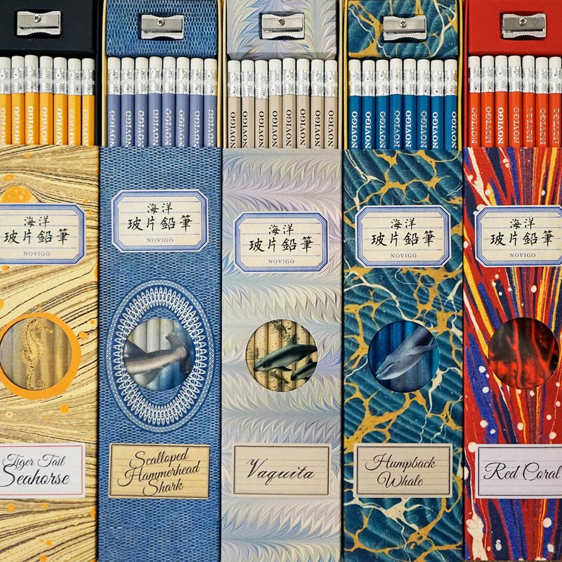 海洋玻片鉛筆　附書籤、削鉛筆器 - 鉛筆/自動鉛筆 - 木頭 藍色