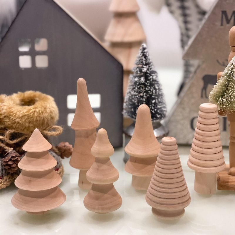 Mini Wooden Christmas Tree Decor | Christmas Ornaments | Christmas Decoration | Gift Exchange | 24 Hours Shipping | - ของวางตกแต่ง - ไม้ สีกากี