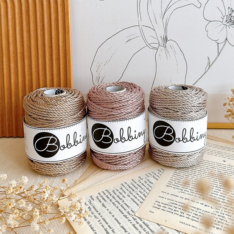 Macrame metal three-strand rope 3mm - เย็บปัก/ถักทอ/ใยขนแกะ - ผ้าฝ้าย/ผ้าลินิน หลากหลายสี