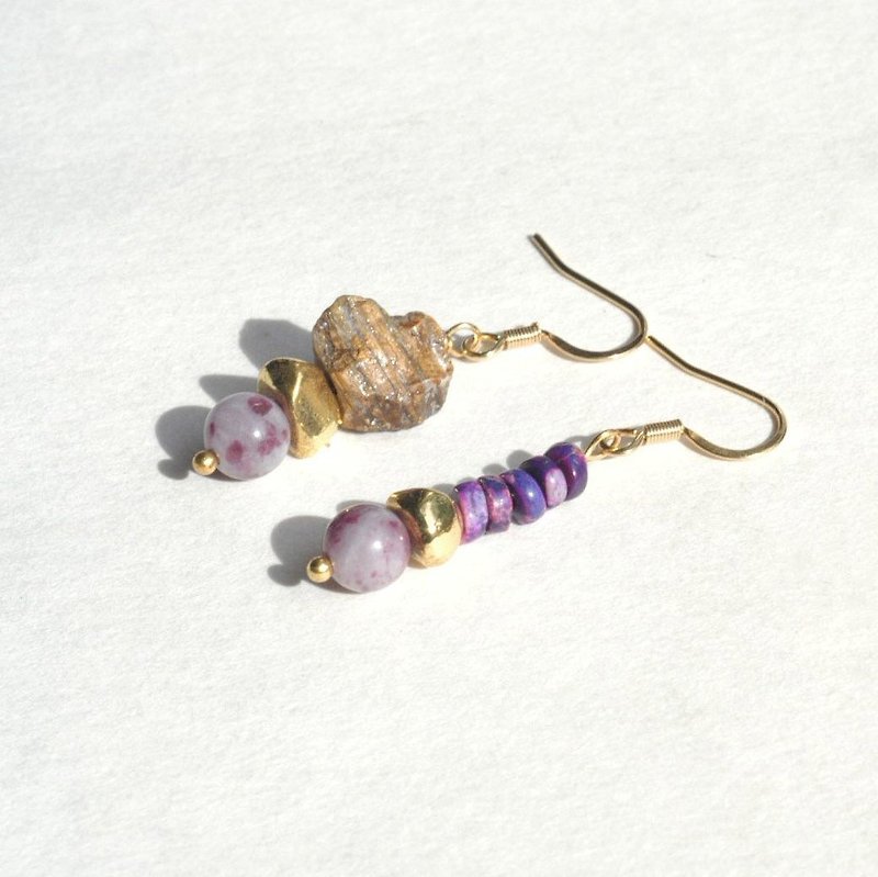 : Sait Pan Desert : Victorious Hunt Sea Imperial Jasper/Tiger's Eye Earrings - Earrings & Clip-ons - Semi-Precious Stones Purple