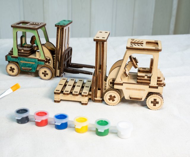 レゴ  自作 オリジナル レゴ フォークリフト 科学者 化学缶トロリー セット プログラミング的思考 知育ブロック kiditec ムーンシャドウ