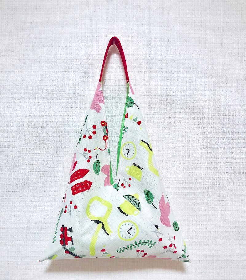 2019 spring color dumpling-shaped handbag/imported cloth Nordic pattern-red miscellaneous goods - กระเป๋าถือ - ผ้าฝ้าย/ผ้าลินิน หลากหลายสี
