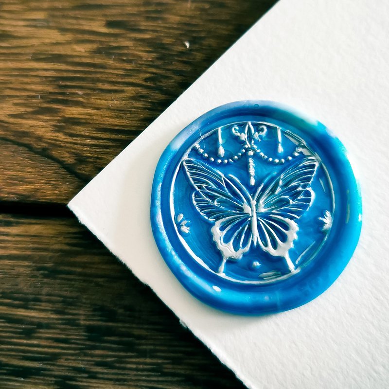 Fire stamp- blue butterfly diary Wax seal hand-made stamp fire paint chapter head - Stamps & Stamp Pads - Other Metals 