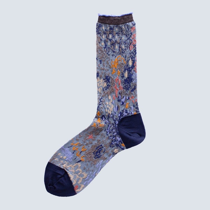 Garden terrace socks / navy - ถุงเท้า - ไนลอน สีน้ำเงิน