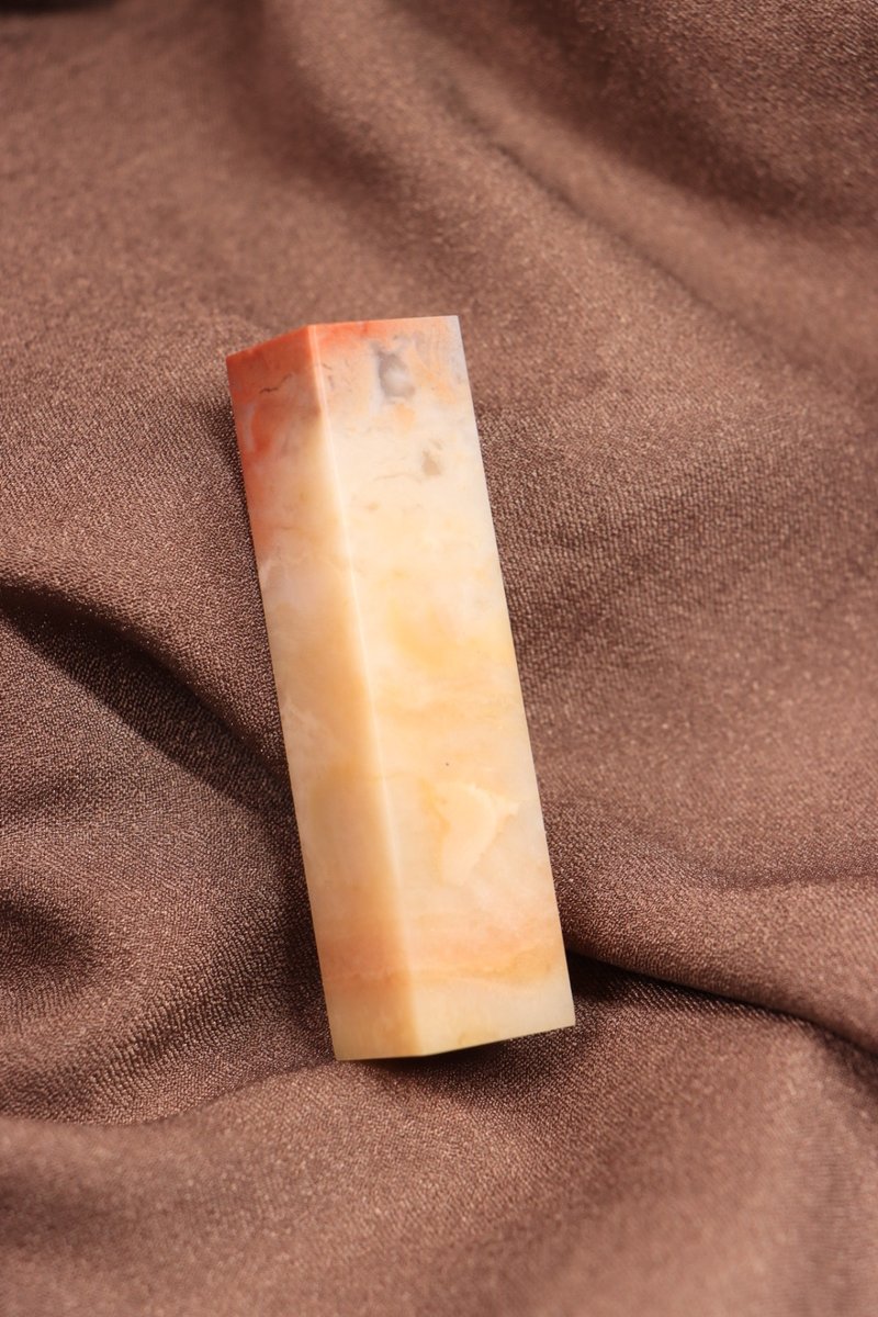 【日好手工刻印・開戶寶寶姓名單章】紅橘色老撾石 D41 - 印章/印台 - 石頭 橘色