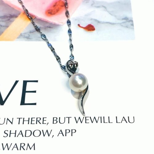 DoriAN純銀設計 Eli Jewelry 義大利進口優雅流線頂級珍珠隱形墜頭14K白金項鍊