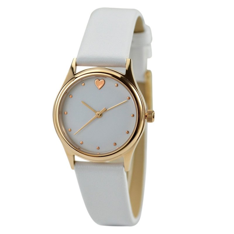 Mother's day - Elegant Watch with heart (Small size) - Women's Watches - Other Metals White