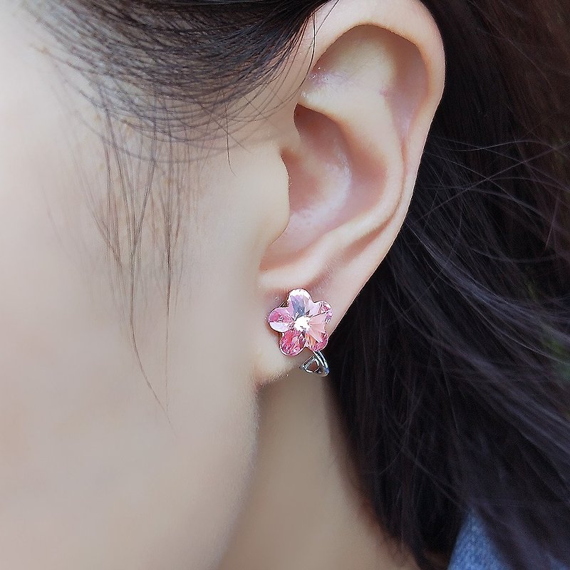 Flora Clip-on Earrings / 芙蘿拉耳夾 施華洛世奇水晶 - 耳環/耳夾 - 寶石 多色