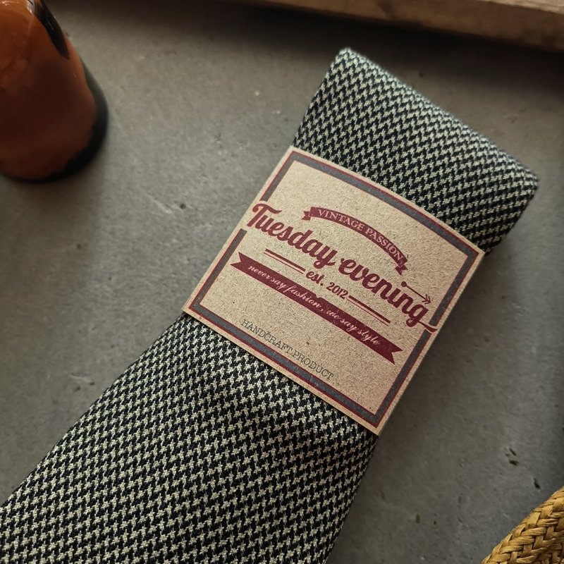 Necktie Black Sea (Black and Green) Houndstooth - 領帶/領帶夾 - 棉．麻 多色