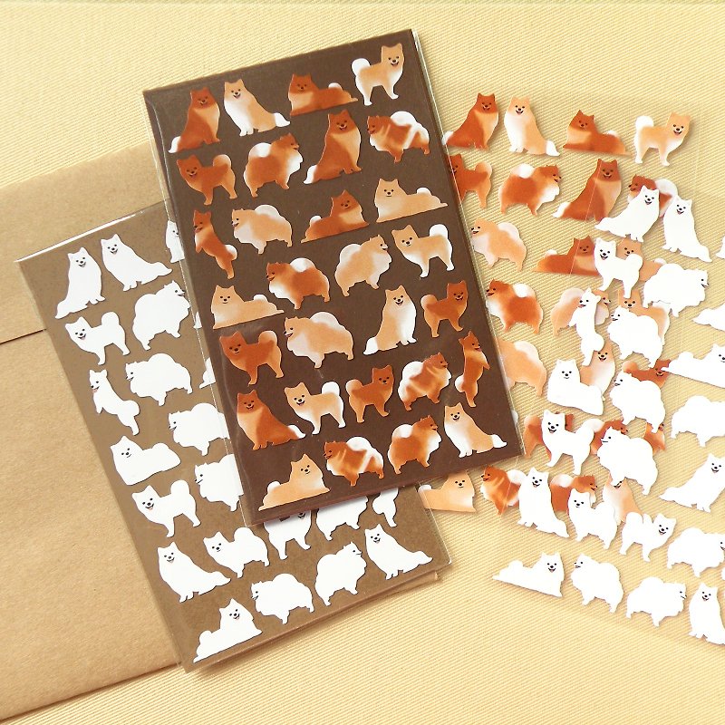 Pomeranian Stickers (2 Pieces Set) - Stickers - Waterproof Material Brown