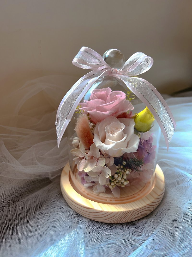 Salmon pink eternal glass dome flower gift - Dried Flowers & Bouquets - Plants & Flowers 