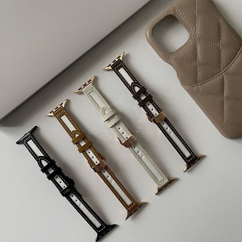 LUKO.Store Apple Watch | 訂製感 | 帆布拼接皮銹鋼蝴蝶扣錶