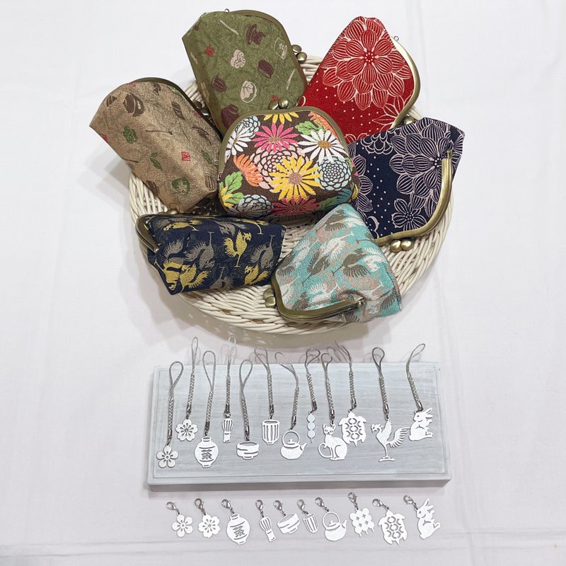 【雙11限定福袋】京都宇治手工口金包與不鏽鋼吊飾組 - 零錢包/小錢包 - 聚酯纖維 