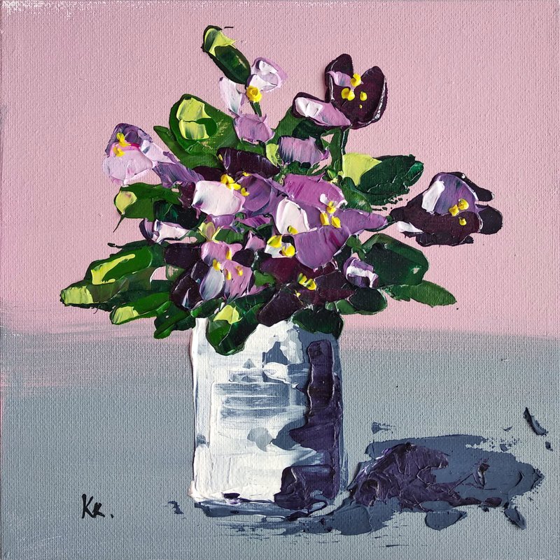 Flowers Painting Flowers Wall Art Floral Original Art Geranium Impasto Painting - 海報/掛畫/掛布 - 壓克力 粉紅色