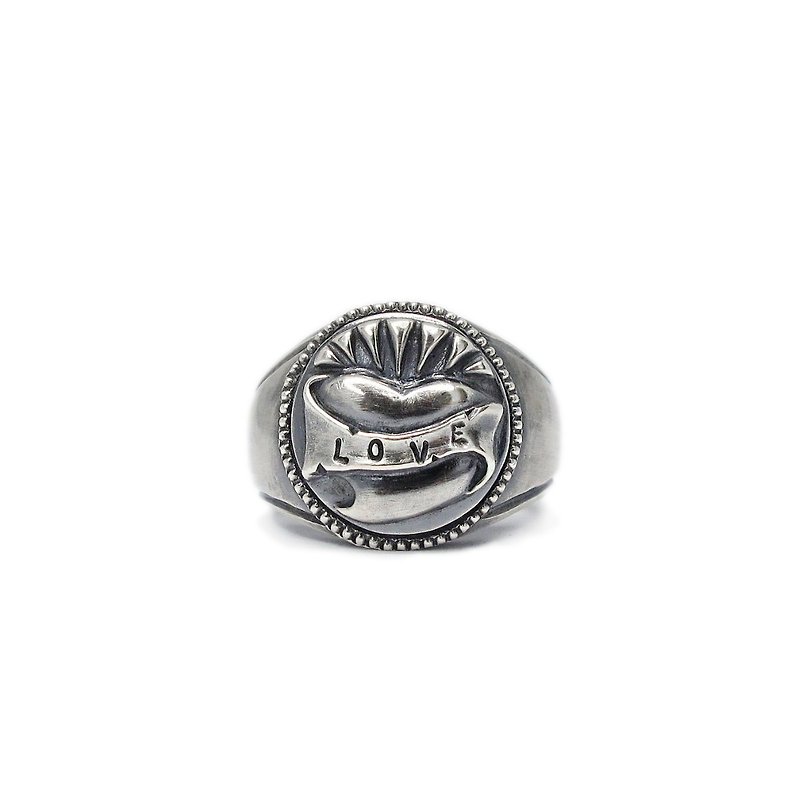 Handmade silver 925 sterling silver American ribbon love ring - แหวนทั่วไป - เงินแท้ สีเงิน