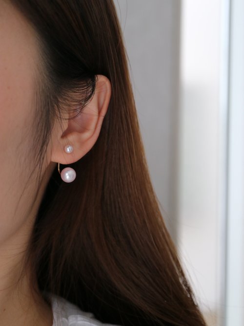 あこや真珠ピアス 2ways 4.5+8mm ピアス 18金 日本製 日本産真珠 日本